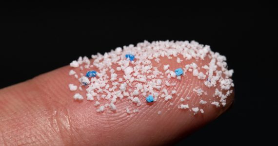 Microplastics on finger