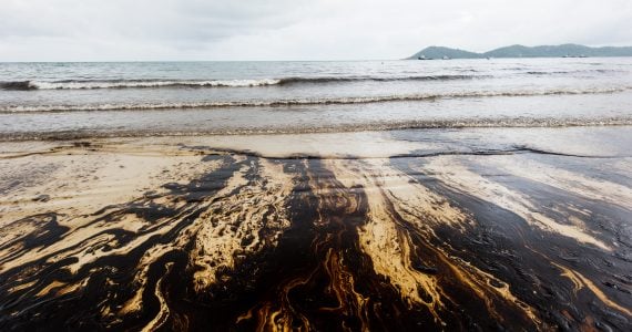 oil stained beach san fran bay