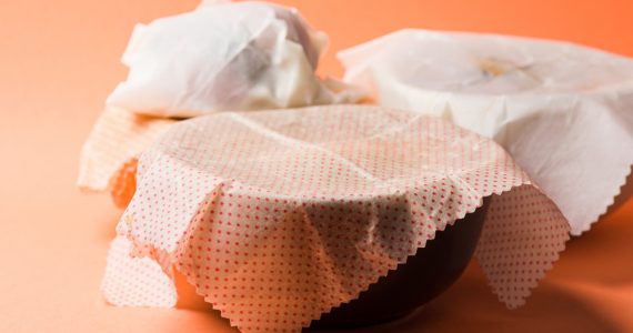 reusable plastic wrap covering leftovers