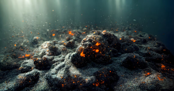an underwater volcano leaking magma into the ocean