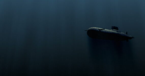a submarine diving deep beneath the surface of the ocean