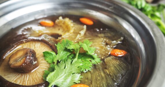 a bowl of shark fin soup