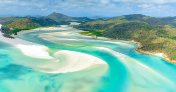 an aerial view of an inlet in queensland australia