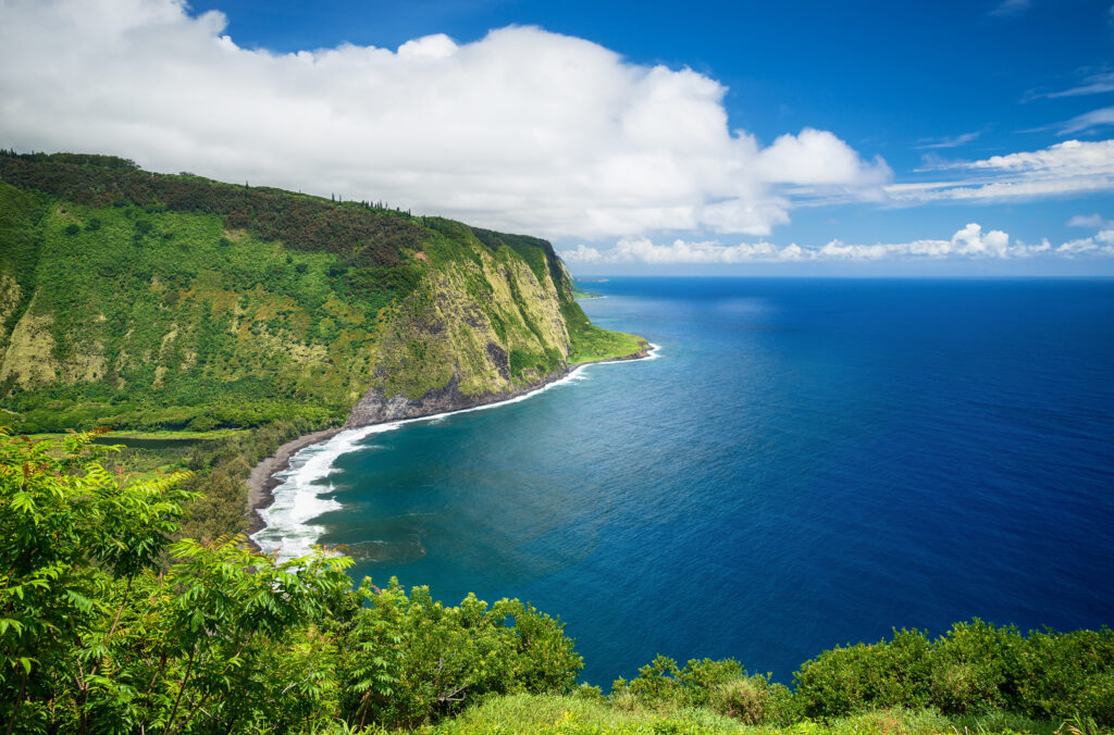 a view of the cliffs of big island in hawaii