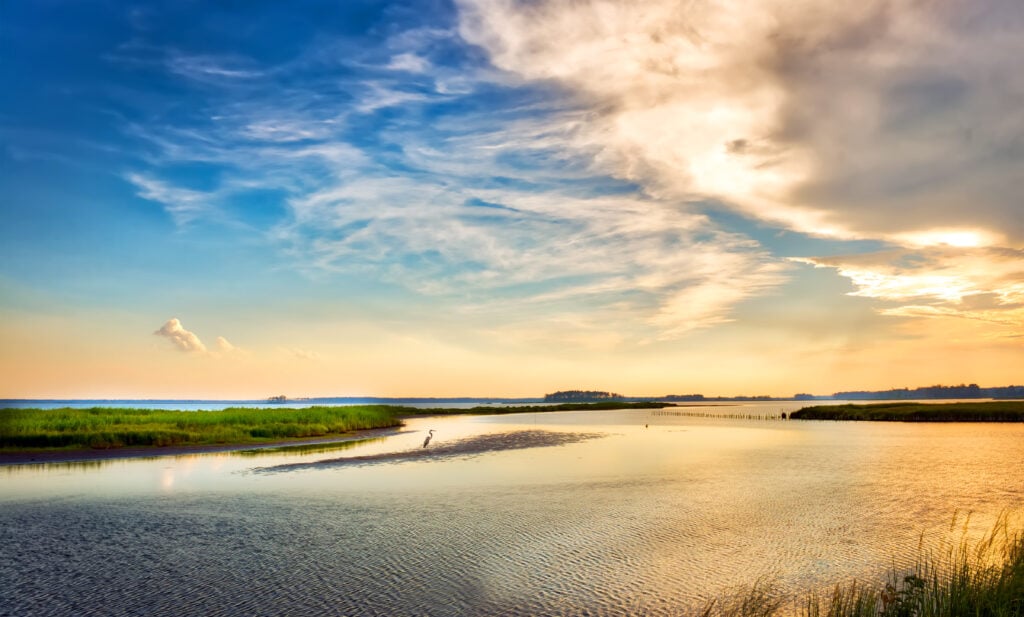 a beautiful sunset over chesapeake bay