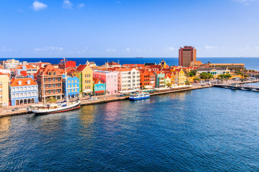 an aerial view of a city in curacao