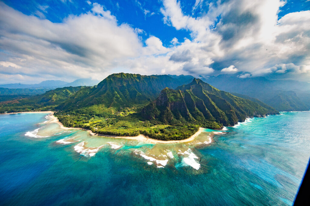 an aerial view of kauai snorkeling spot