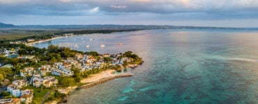 an aerial view of jamaica and the surrounding waters