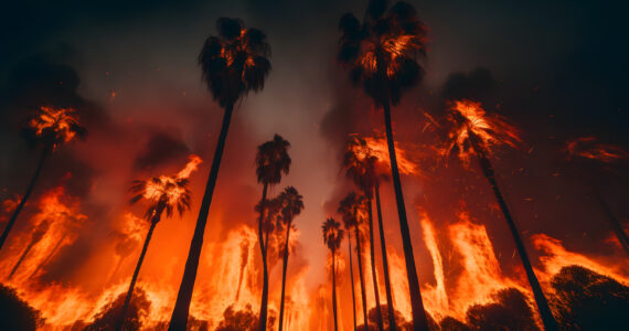 an AI rendering of the 2023 wildfires in maui hawaii