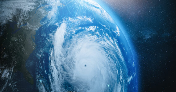 a hurricane on earth viewed from space