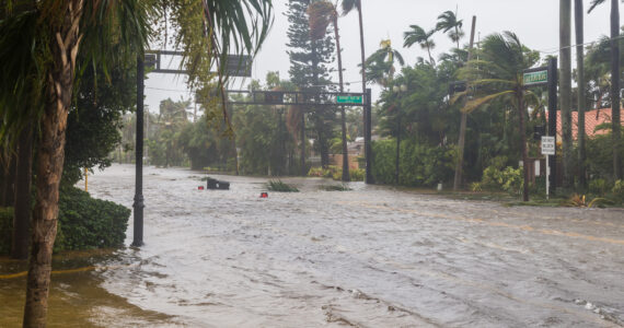 a flooded street in florida after a hurricane