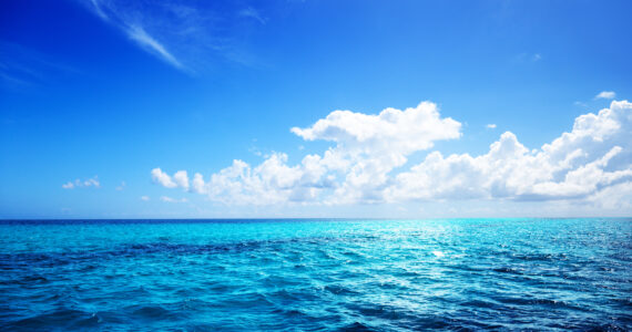 a view of the open ocean on a sunny day