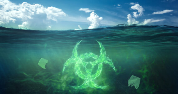 an illustration of radioactive waste in the ocean