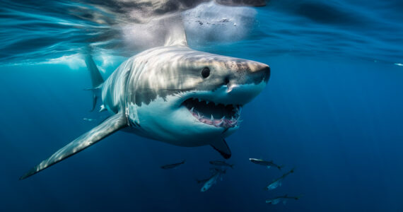 a great white shark in the ocean