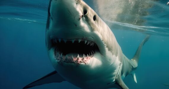 a great white shark AI image