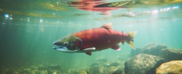 rendering of a sockeye salmon underwater