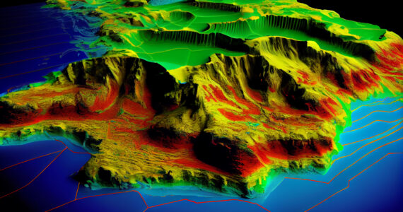 a 3d lidar map of mountains