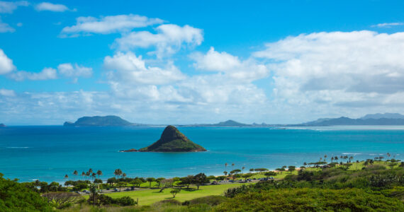 a view of the hawaiian islands from a hill