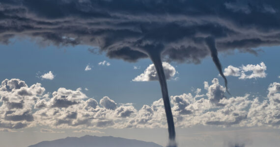 waterspouts over the water
