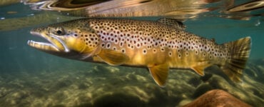a rendering of a brown trout underwater