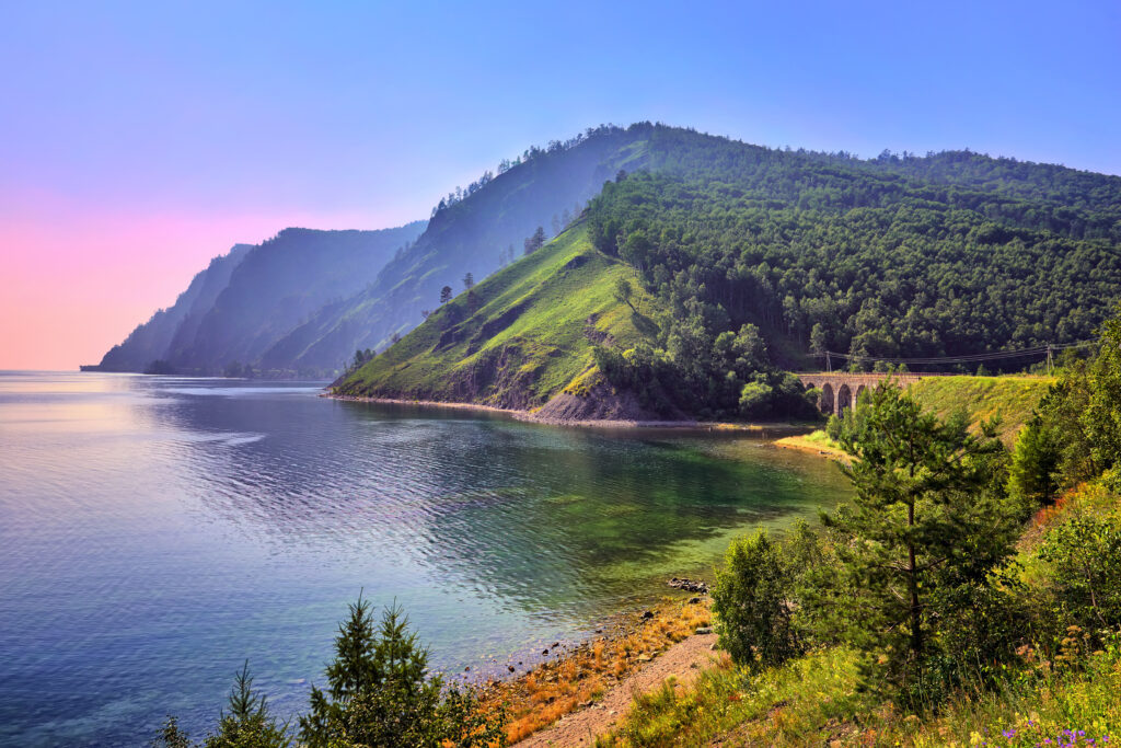 a view of lake baikals shoreline