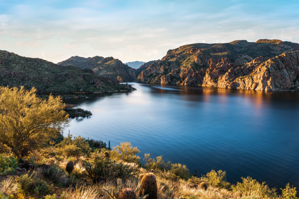 a view of lake saguaro in arizona
