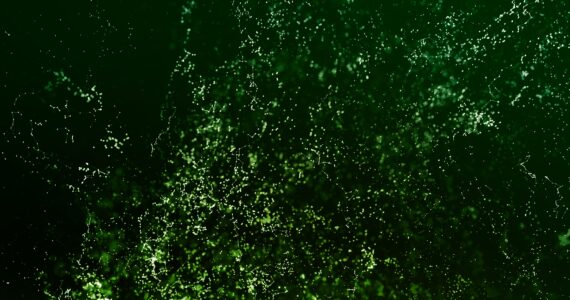 green microbes on a black background illustration
