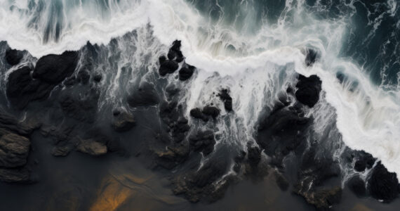 waves crashing on the shore of a beach