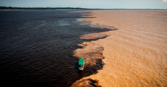 two bodies of water meeting and forming a border