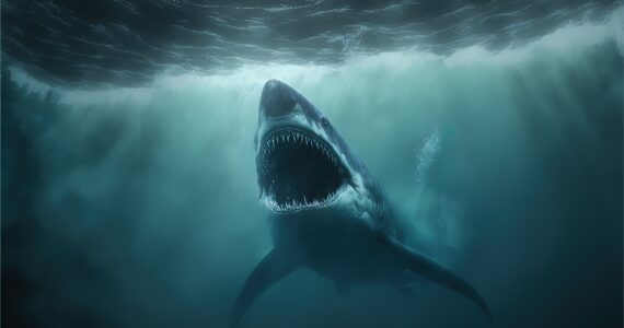 a 3d image of the extinct megalodon