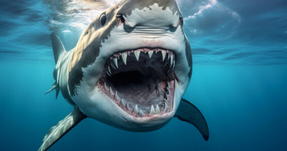 a massive shark underwater
