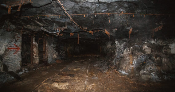 an old coal mine looking scary
