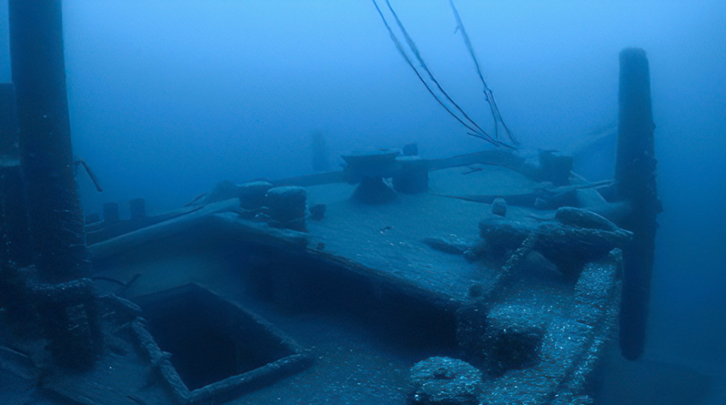 underwater images of the ironton shipwreck in lake huron