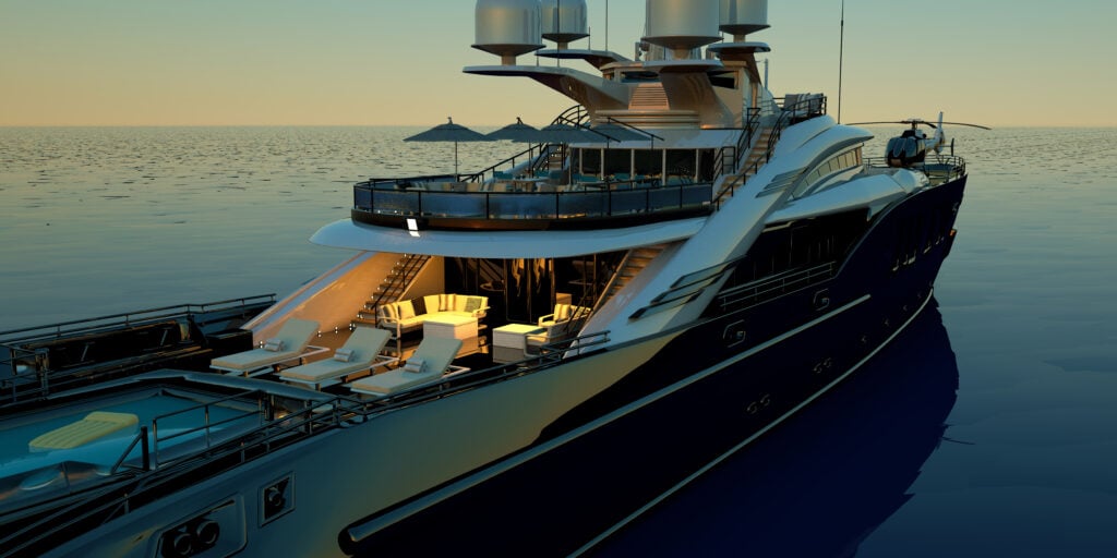 an enormous yacht in the water