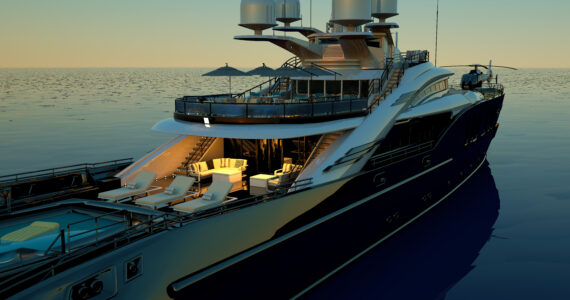 an enormous yacht in the water