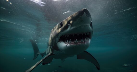 rendering of a shark in the water
