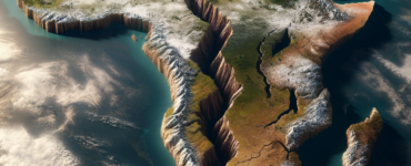 a rendering of the continent of africa splitting in half