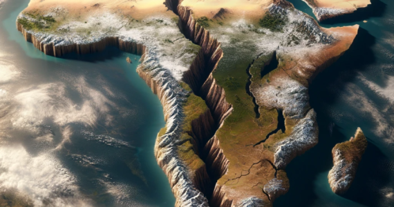 a rendering of the continent of africa splitting in half