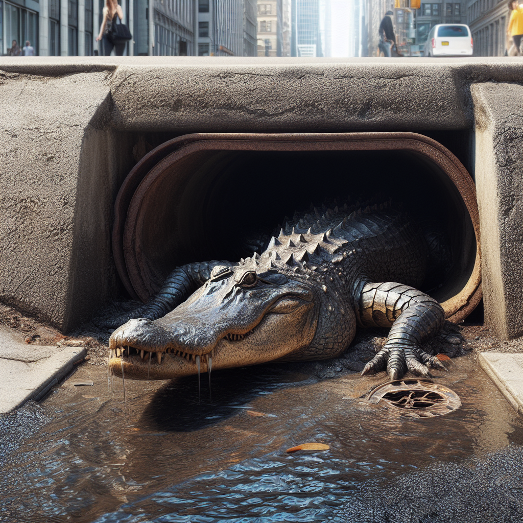 an alligator in the new york city sewer
