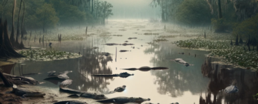 rendering of the most alligator infested lake in mississippi