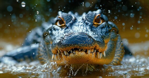 rendering of an alligator up close in the water