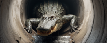 an alligator in a sewer pipe