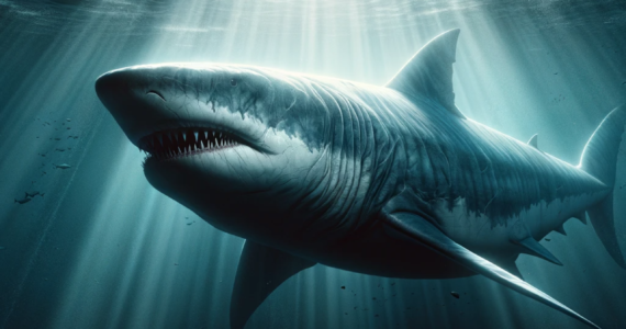 rendering of a megalodon