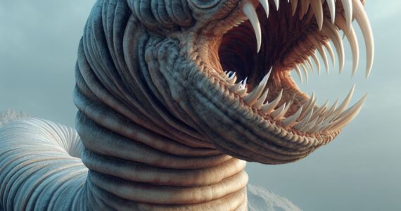 a rendering of a prehistoric predator worm in greenland