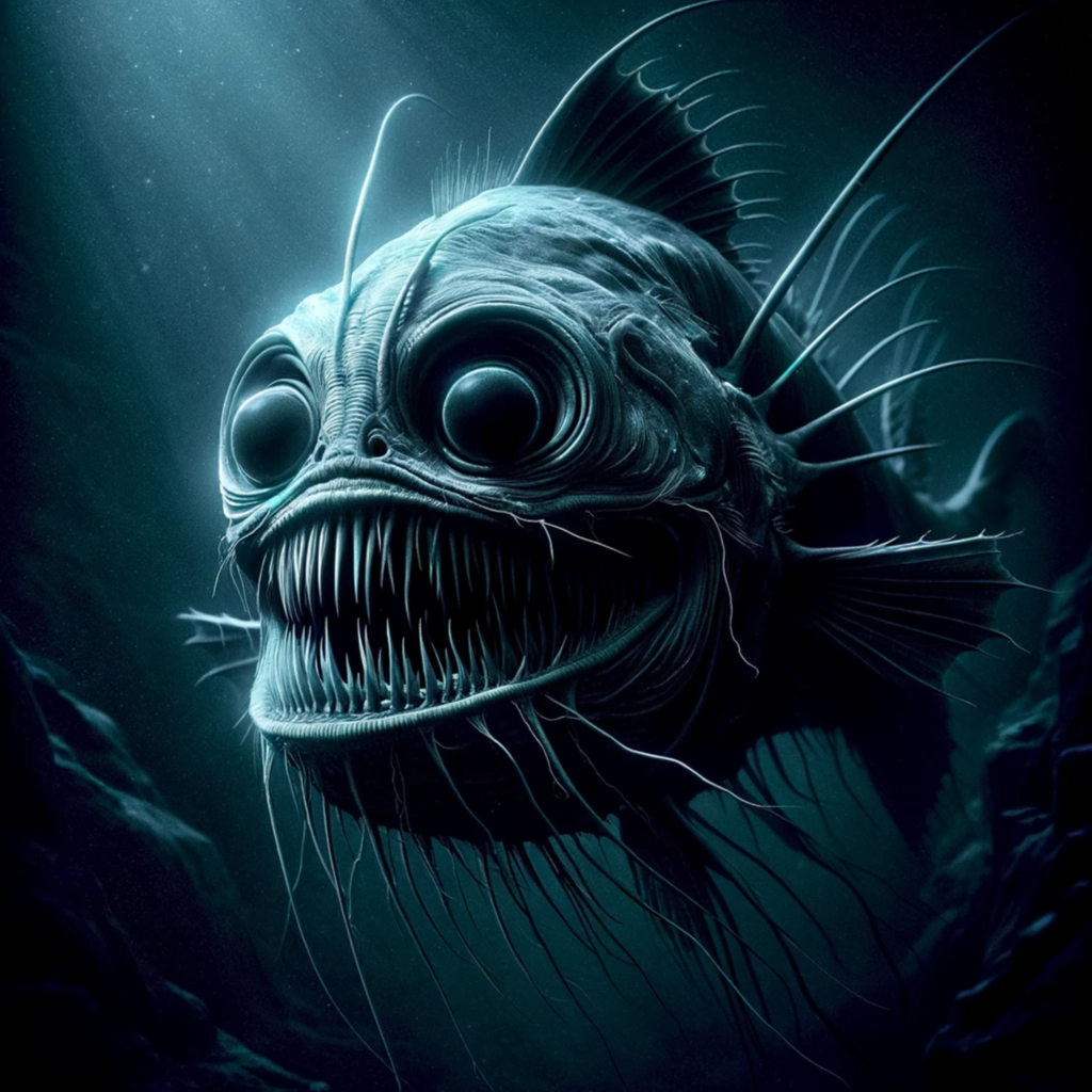 a scary mariana trench animal underwater