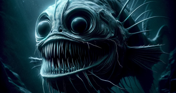 a scary mariana trench animal underwater