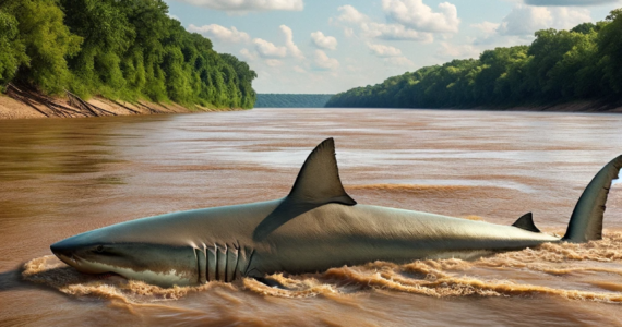 a shark swimming in the mississippi river