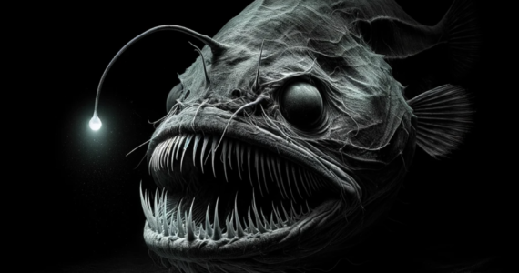 a scary anglerfish deep underwater