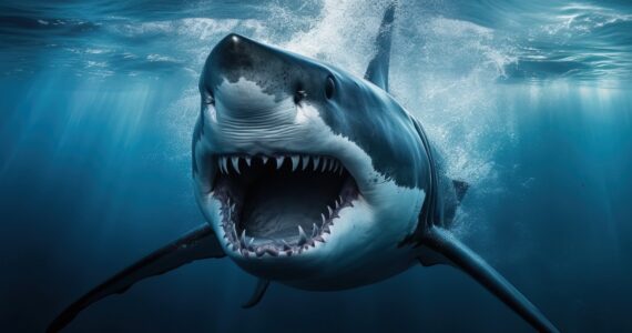 a scary shark in the ocean