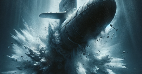 rendering of a submarine implosion in the ocean
